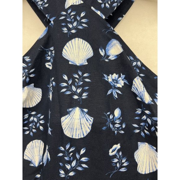 NEW Size 0P Beach  Ann Taylor Petite Shell Tile Cotton Linen Halter Flare Dress - Picture 4 of 4